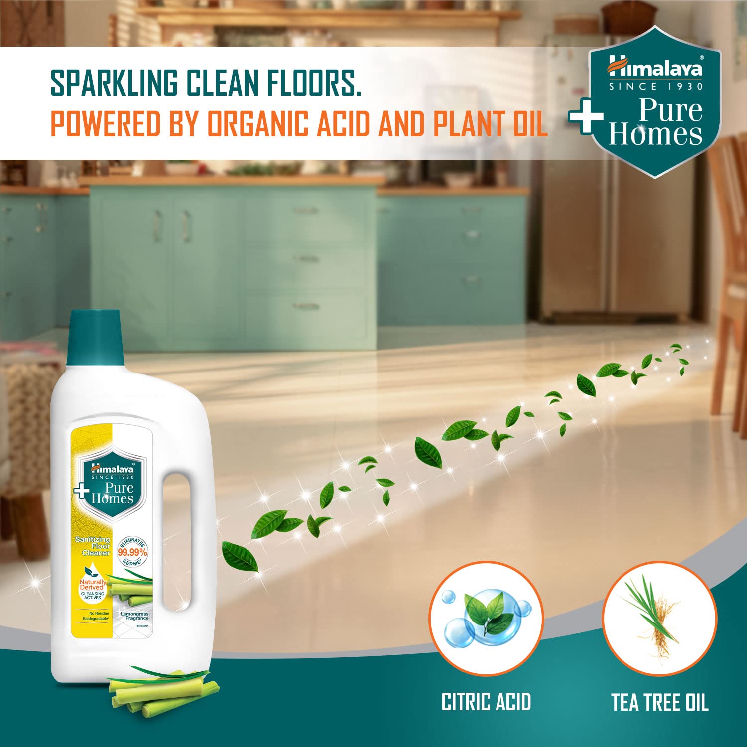 Himalaya Pure Homes Sanitizing Floor Cleaner LEMONGRASS 1 LITRE, Green (RXZER23) – view 3