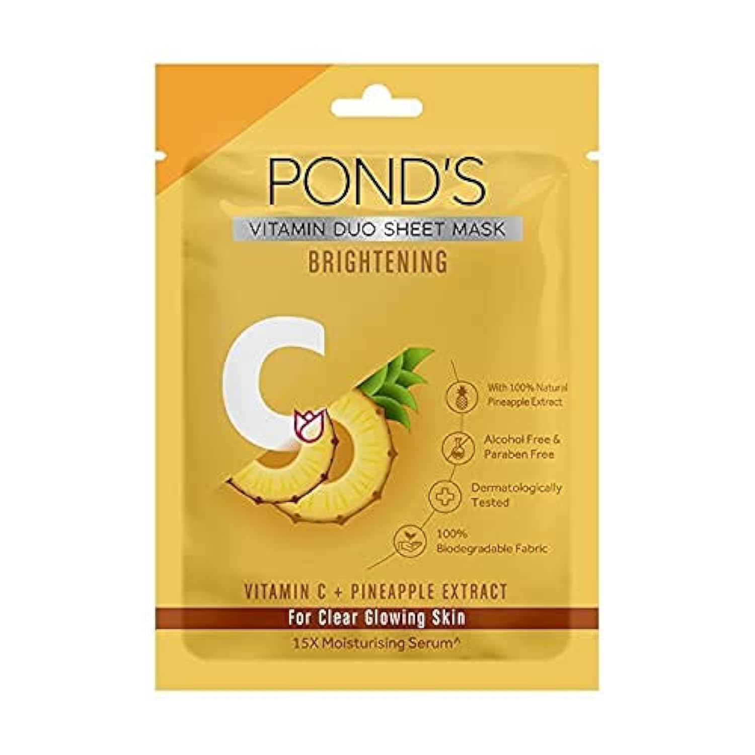 Front pack of POND'S vitamin C biodegradable sheet mask