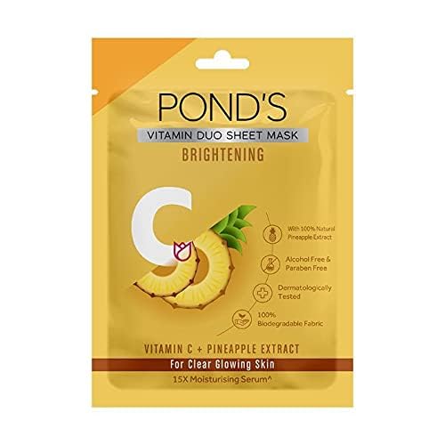 POND'S Vitamin C Brightening Sheet Mask, With Pineapple Extract For Clear Glowing Skin, Paraben Free, Biodegradable Fabric, 25 ml – view 2