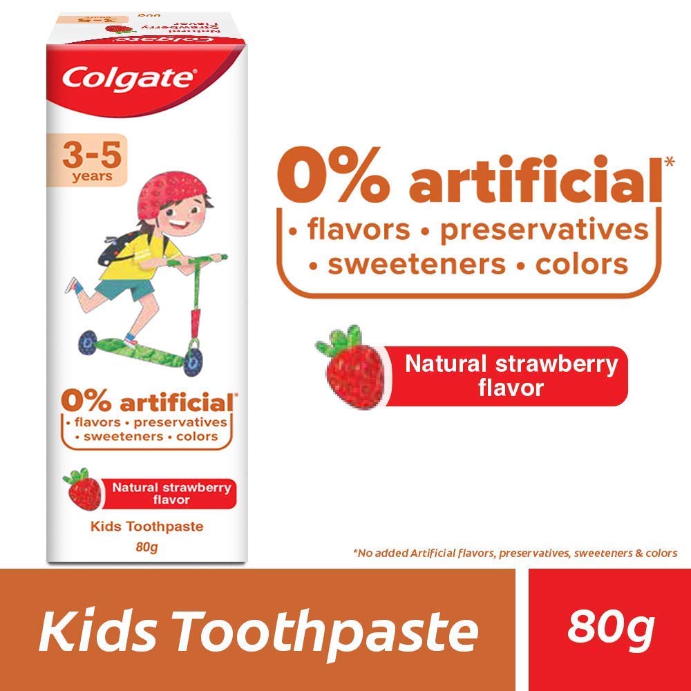 Colgate Kids 0-2 Years Multicolor Toothbrush Multicolor + Colgate Toothpaste for Kids (3-5 Years) Natural Fruit Flavur, 0% Artificial - 80 g (Pack of 2) + Free Mobile Holder – view 4