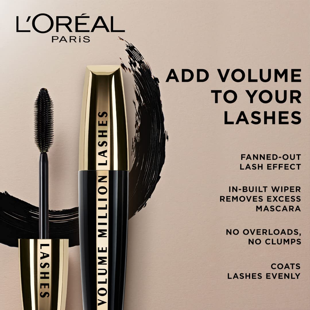 L'Oréal Paris Mascara, Fanned Out Lash Effect, Washable, Clump-free and Smudge-free, Volume Million Lashes, Extra Black, 10.7ml – view 4
