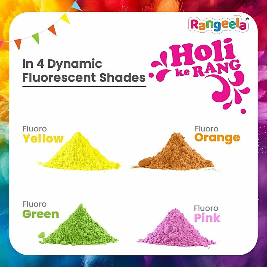 Rangeela Holi Ke Rang - 4 Fluorescent Shades Of Holi Colours 240 g – view 2