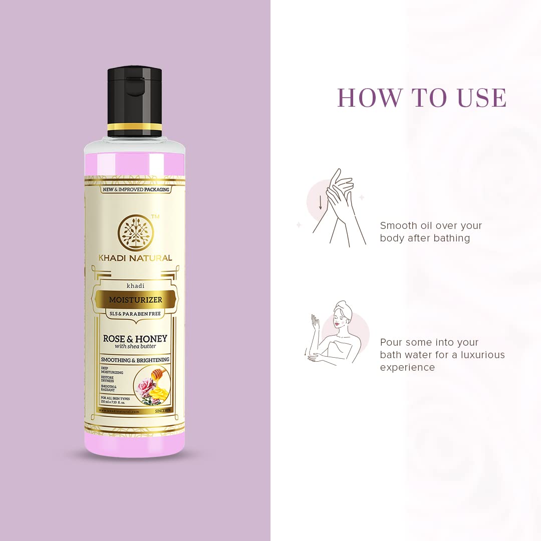 Khadi Natural Moisturising Lotion, Rose and Honey, 210ml – view 3