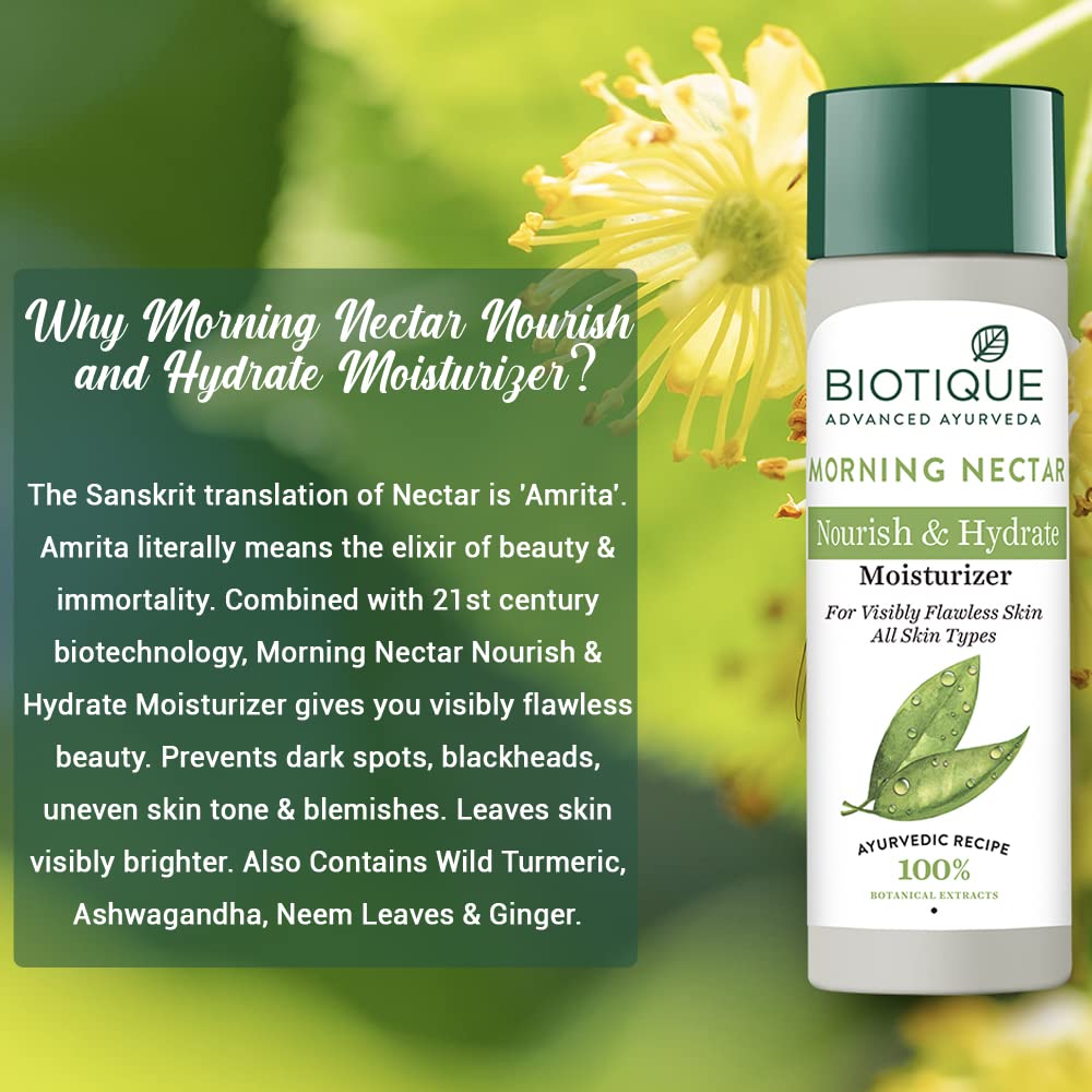 Biotique Morning Nectar Flawless Skin Moisturizer l Prevents Dark spots, Blackheads and Blemishes l Visibly Flawless Skin l Nourishes and Hydrates Skin l All Skin Types l 190ml – view 5