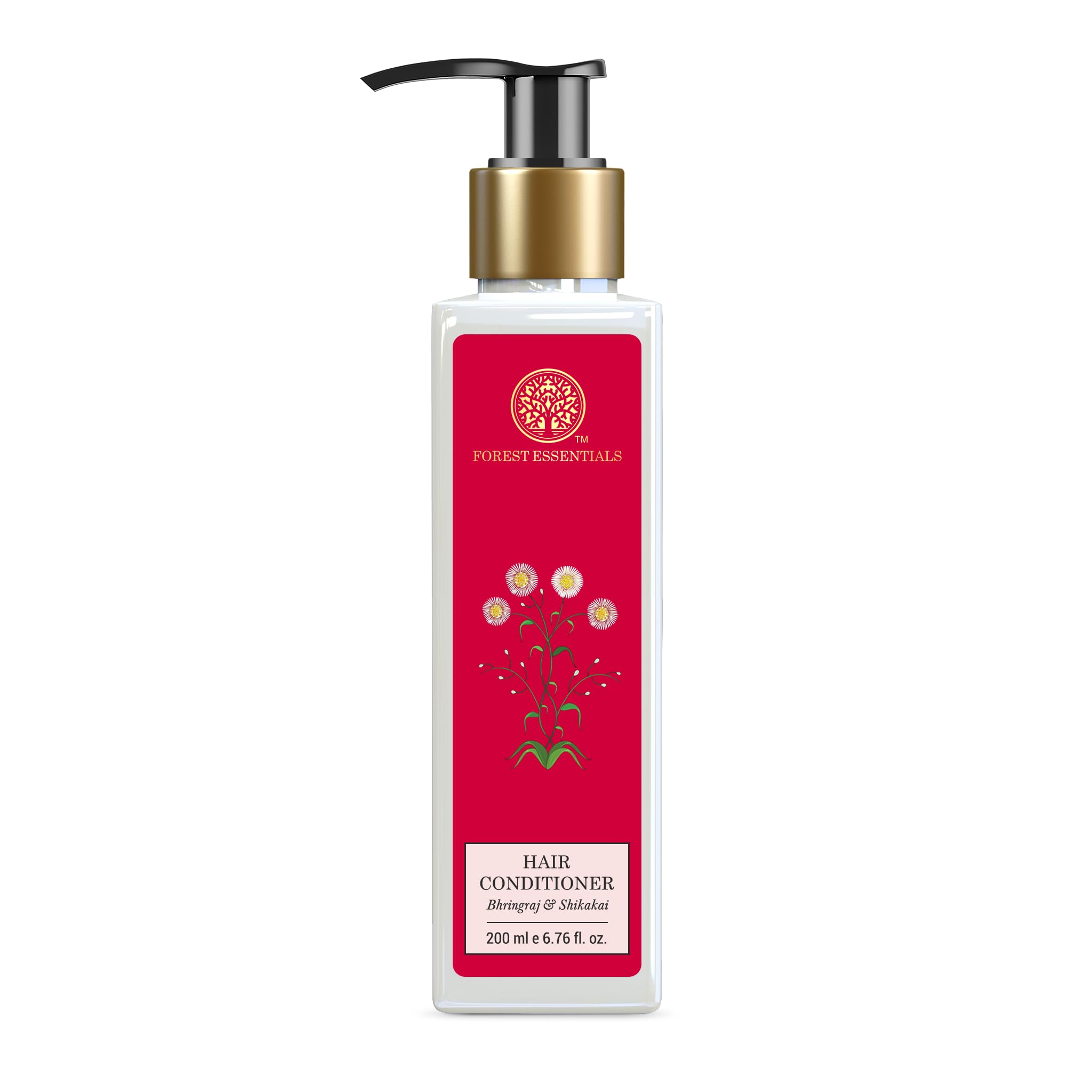 Bottle of Forest Essentials Ayurvedic hair conditioner with bhringraj and shikakai