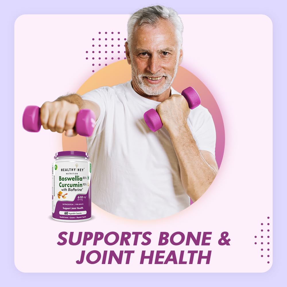 HealthyHey Nutrition Boswellia Serrata & Curcumin with Bioperine - 60 Vegetable Capsules – view 4