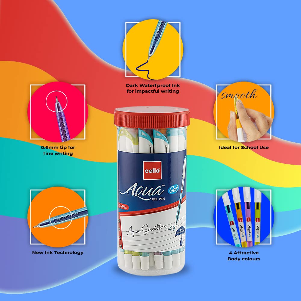 Cello Aqua Blue Gel Pen Jar of 25 Units – view 4