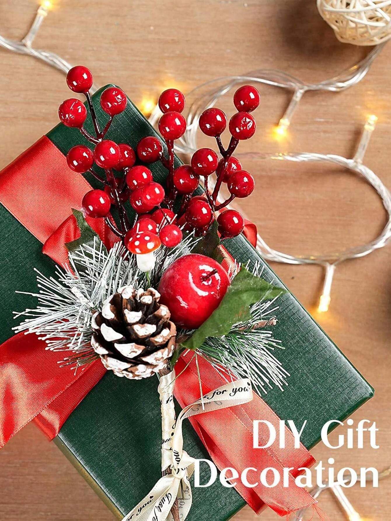CraftVatika Christmas Tree Decoration Ornaments Items, Fake Red Berry Cherry Hanging Ornaments for Xmas Tree, Christmas Decoration, Artificial Red Cherry Stems, Home Office, Door (10 Pieces) – view 3