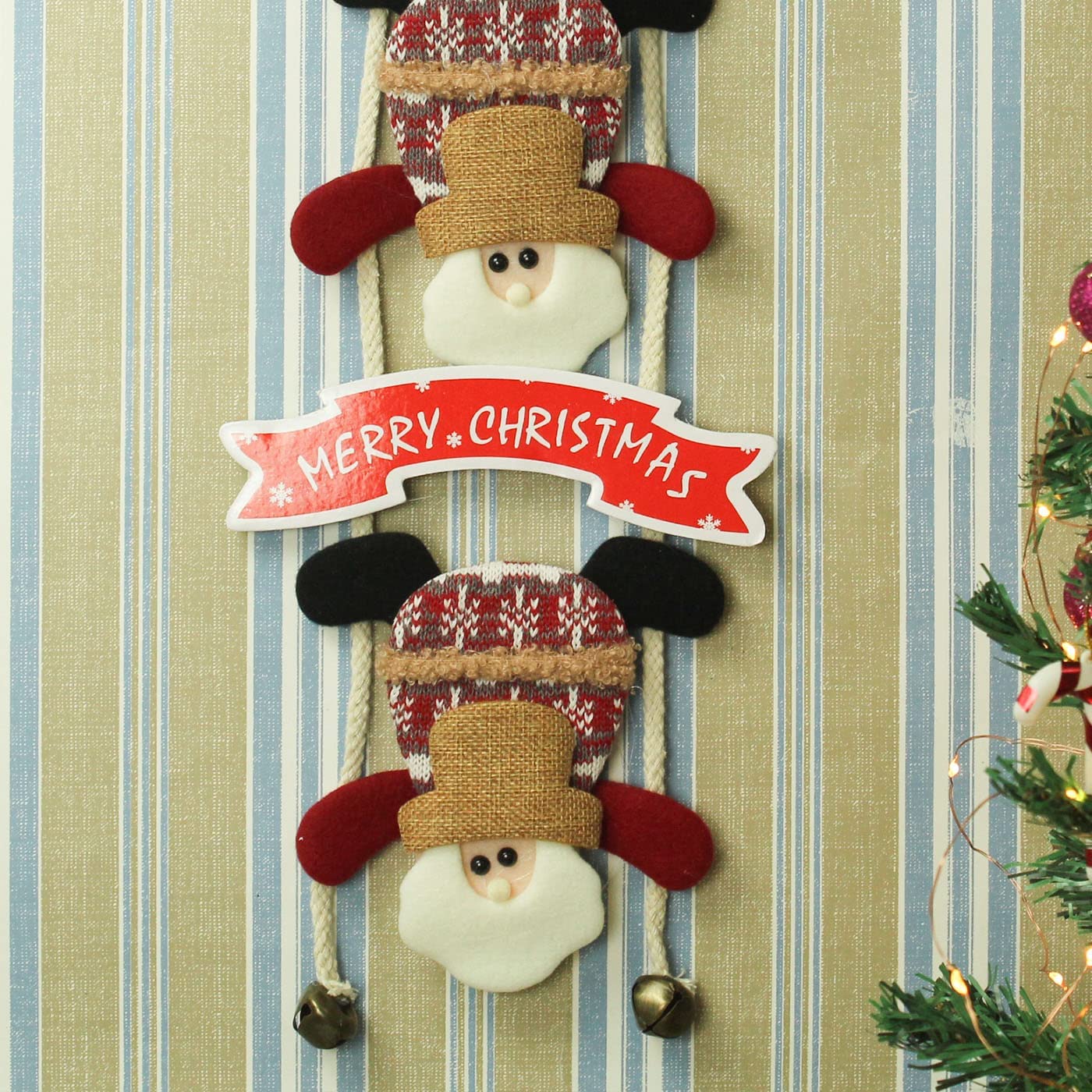 TIED RIBBONS Christmas Decorations Items for Home Office Wall Main Door Tree Hanging Santa Clause Decorative Ornament Props Xmas Decor - Christmas Tree Decoration Items – view 5