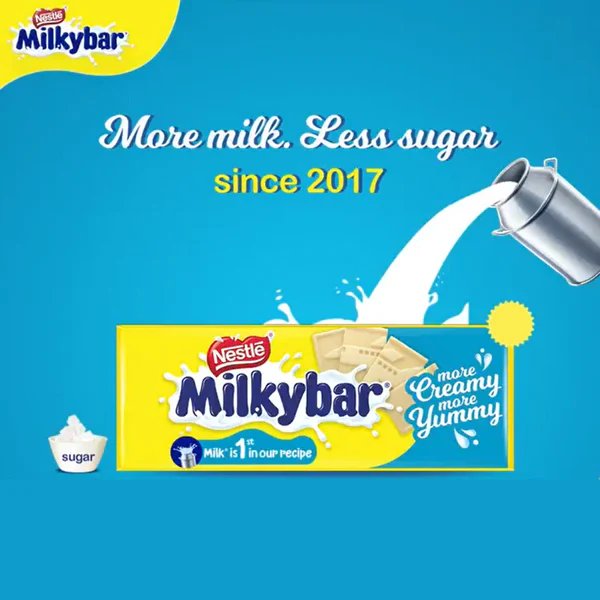 Front pack of Nestle Milkybar creamy tablet chocolate bars