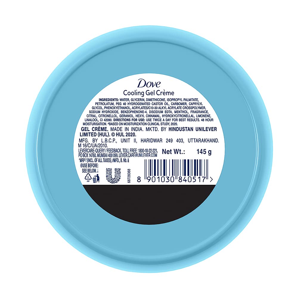 Dove Body Love Cooling Gel Crème Paraben Free, 48hrs Moisturisation with Plan Based moisturiser, Non Oily Feel, Refreshed Hydrated Skin 145g – view 2