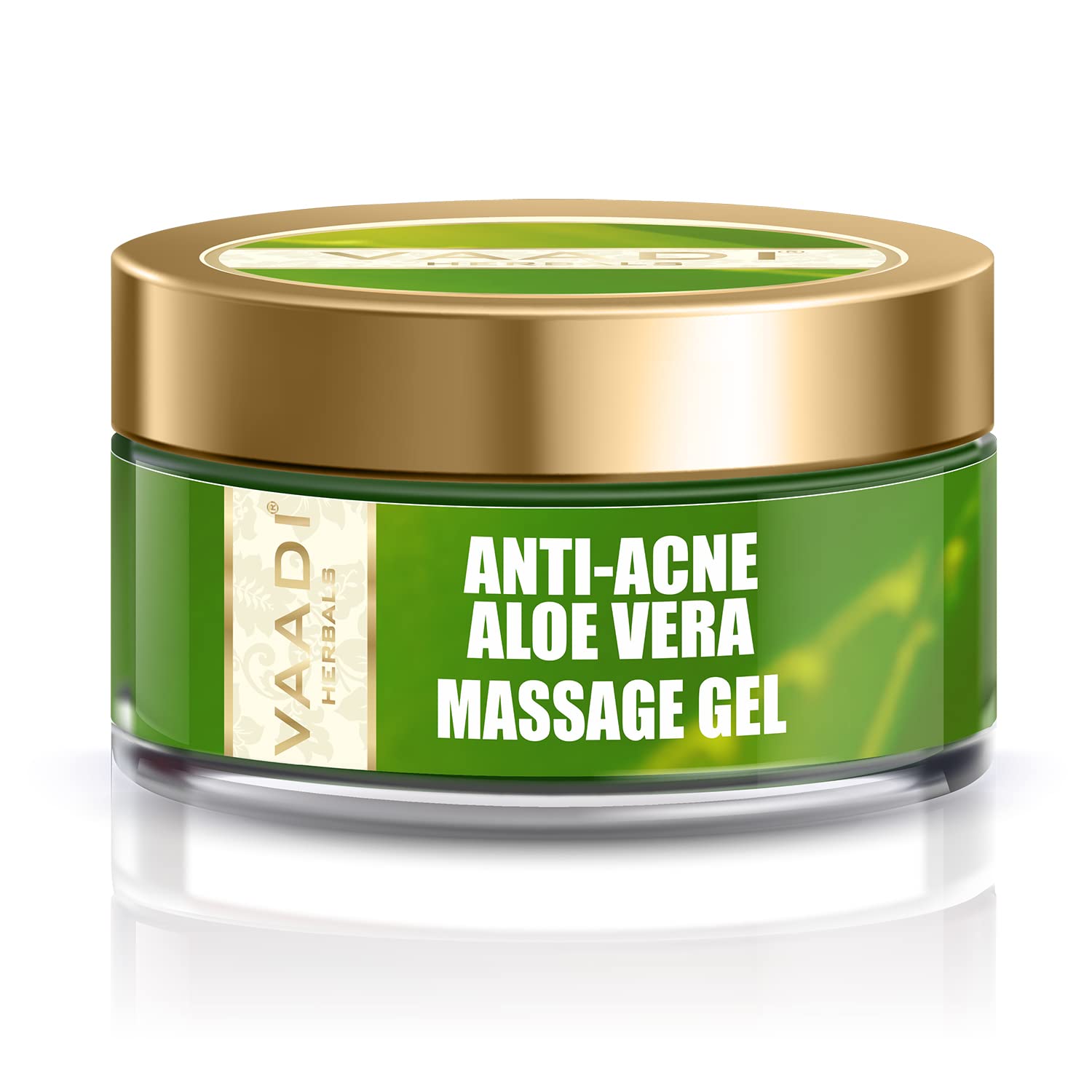 Front pack of Vaadi Herbals anti acne aloe vera massage gel