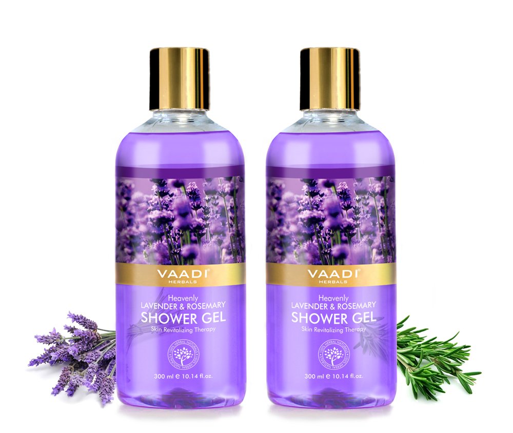 Two Vaadi Herbals lavender rosemary shower gel packs