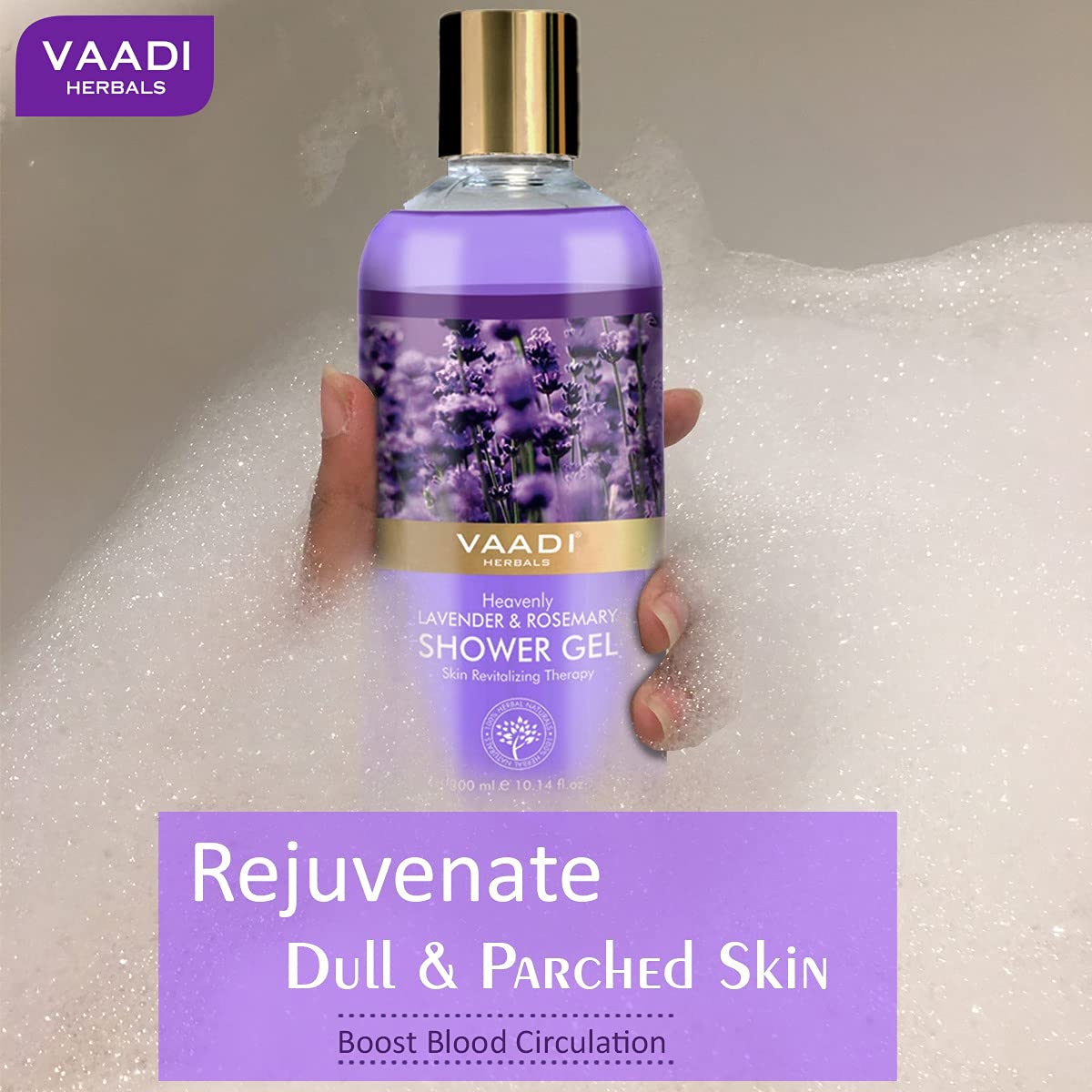 Vaadi Herbals Heavenly Shower Gel, Lavender and Rosemary, 300g (Pack of 2) – view 3