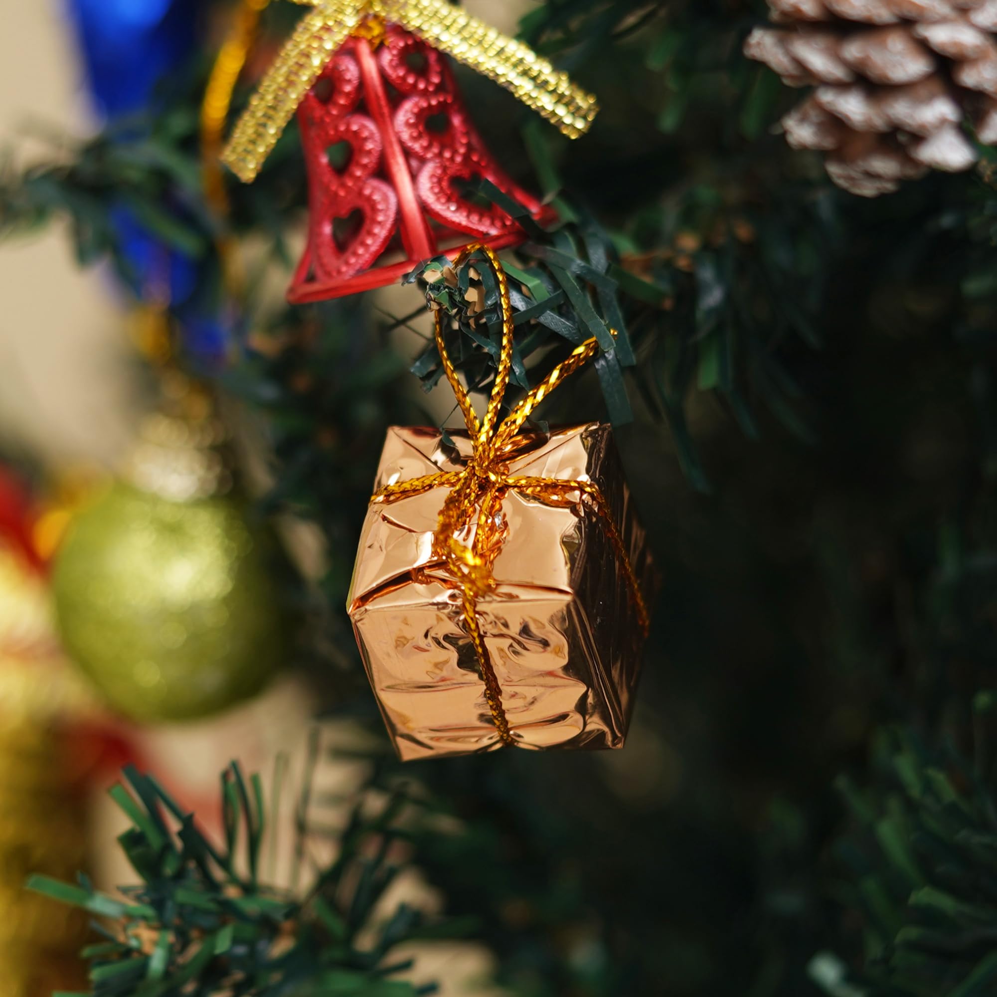 eCraftIndia Christmas Tree Decoration Items Merry Xmas Cutout Flowers Gifts Bells Balls (Pack of 15) Hanging Ornaments Props Christmas Decorations for Home Office – view 6