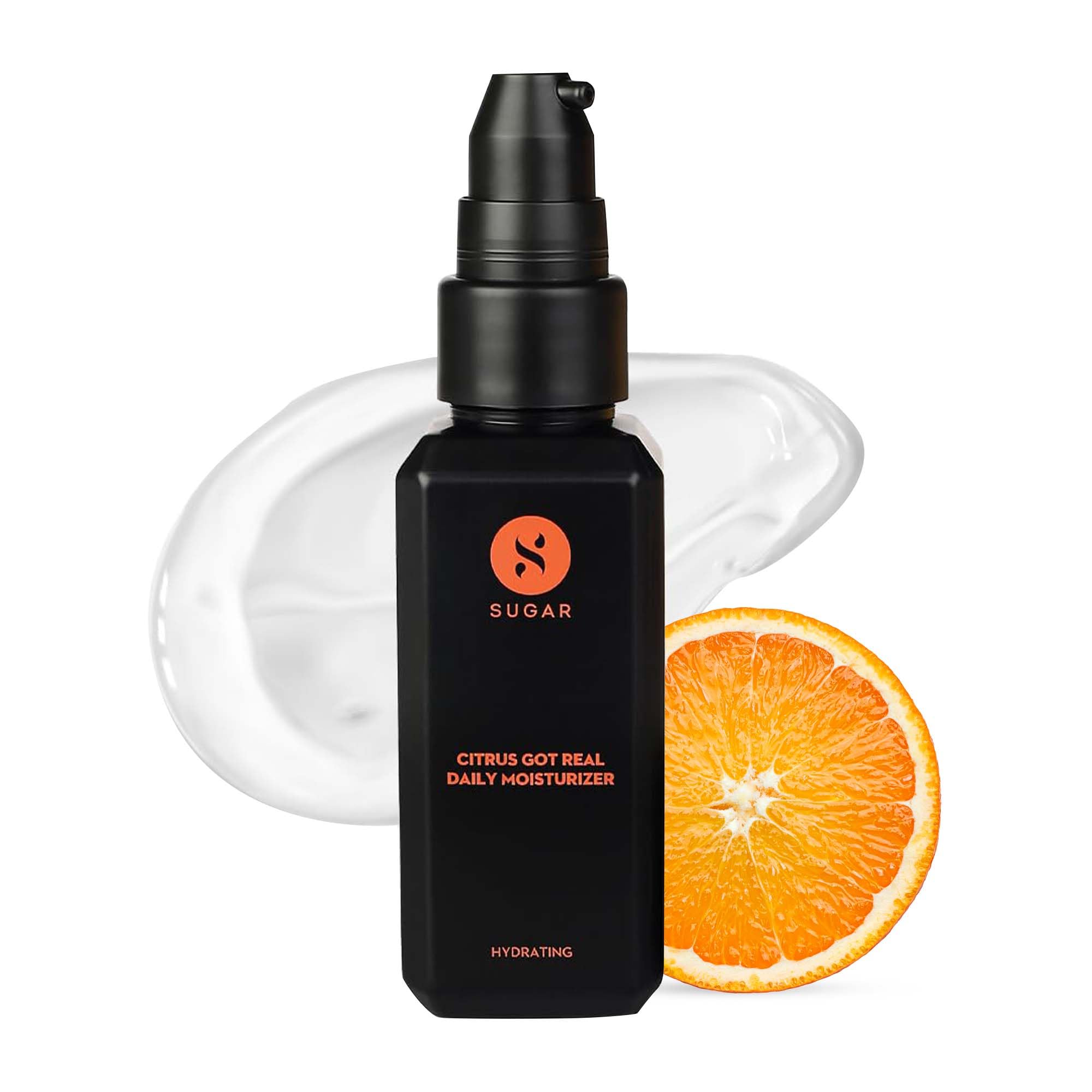Front view of SUGAR Citrus Got Real moisturizer gel bottle