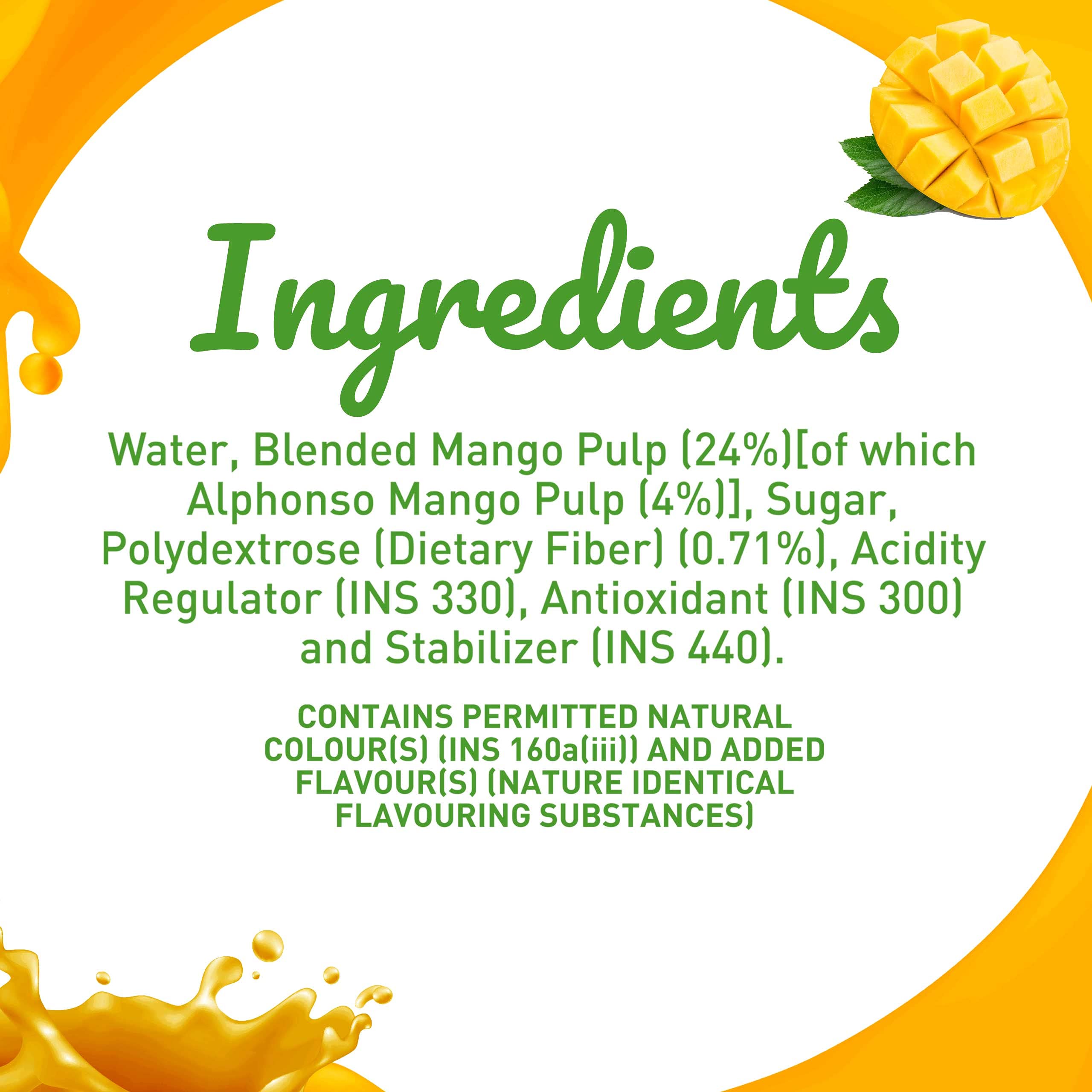B Natural Mango Juice, Goodness of fiber, Made with choicest Mangoes, 1 litre – view 6
