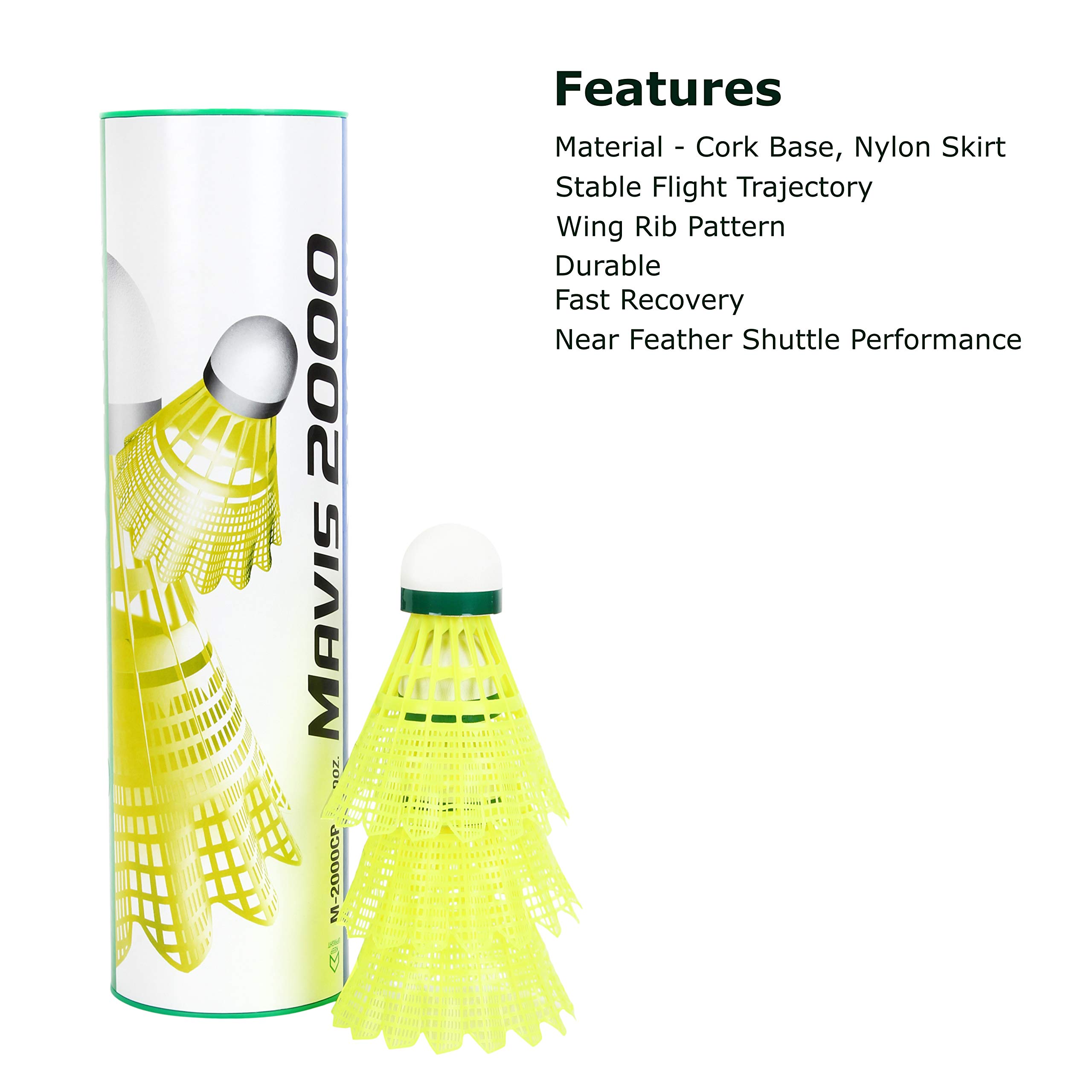 Yonex Mavis 2000 Green Cap Nylon Badminton Shuttlecock, Pack of 6 - Made in Japan – view 2
