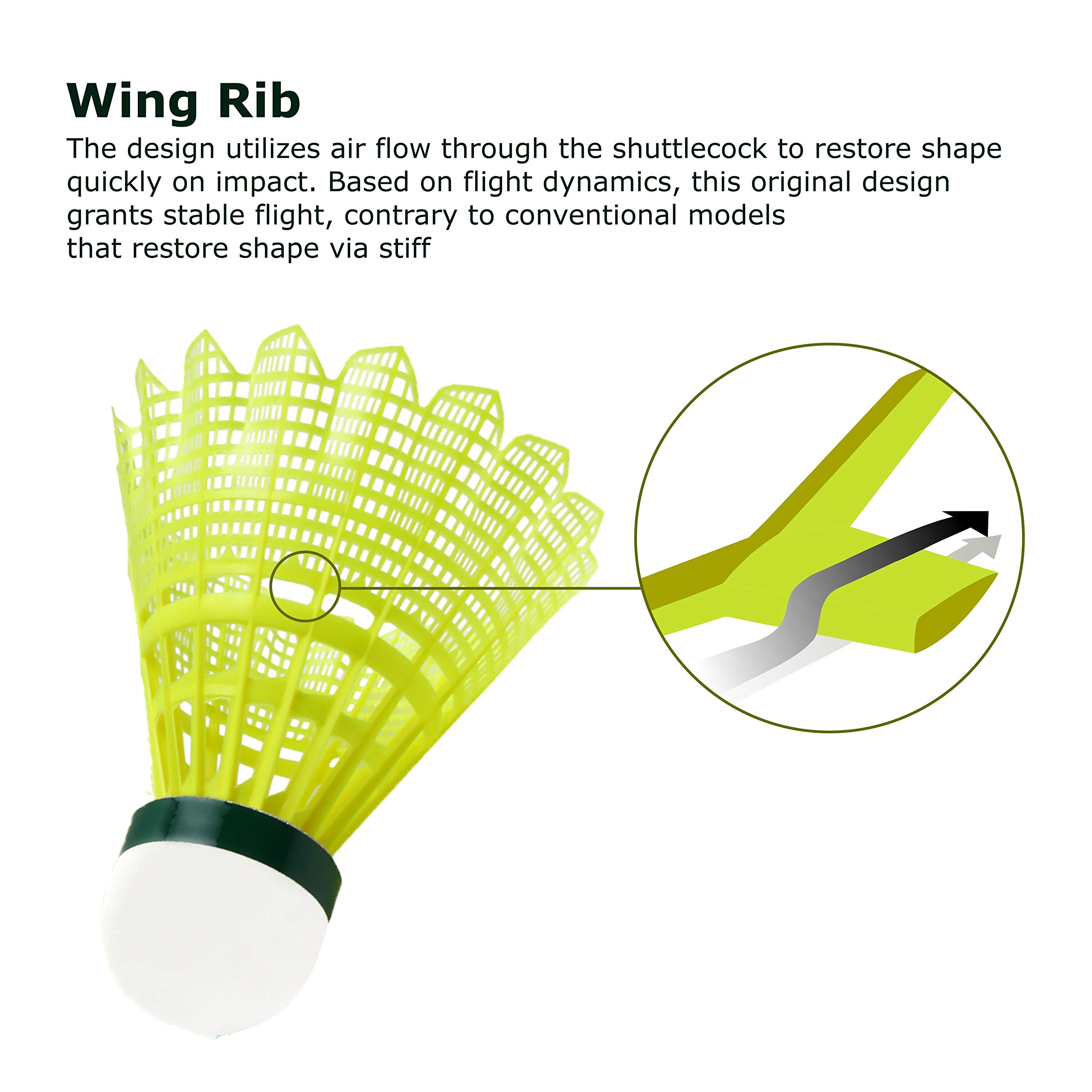 Yonex Mavis 2000 Green Cap Nylon Badminton Shuttlecock, Pack of 6 - Made in Japan – view 4