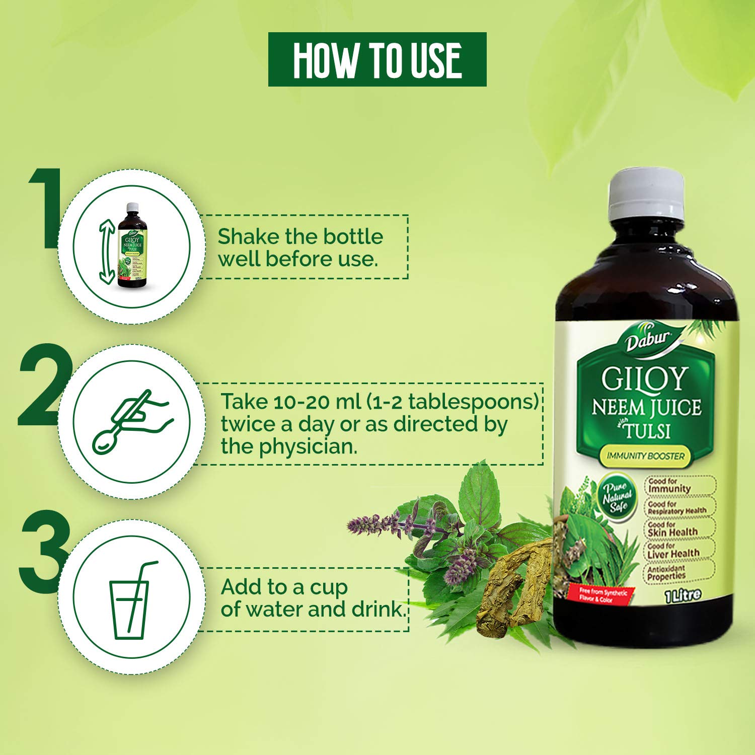 Dabur Giloy Neem Tulsi Juice - 1L – view 5