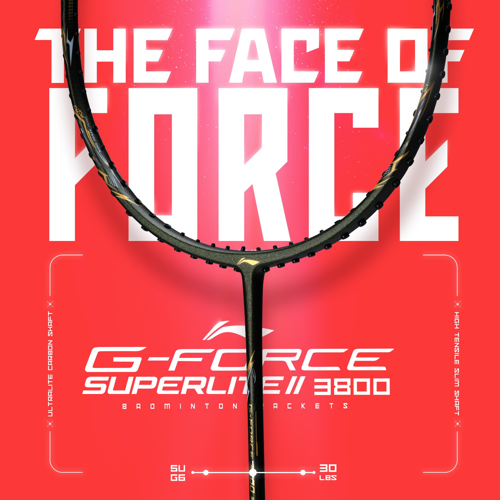 Li-Ning Li-Ning G-Force 3800 II Superlite Unstrung Badminton Racket with Full Cover – view 2