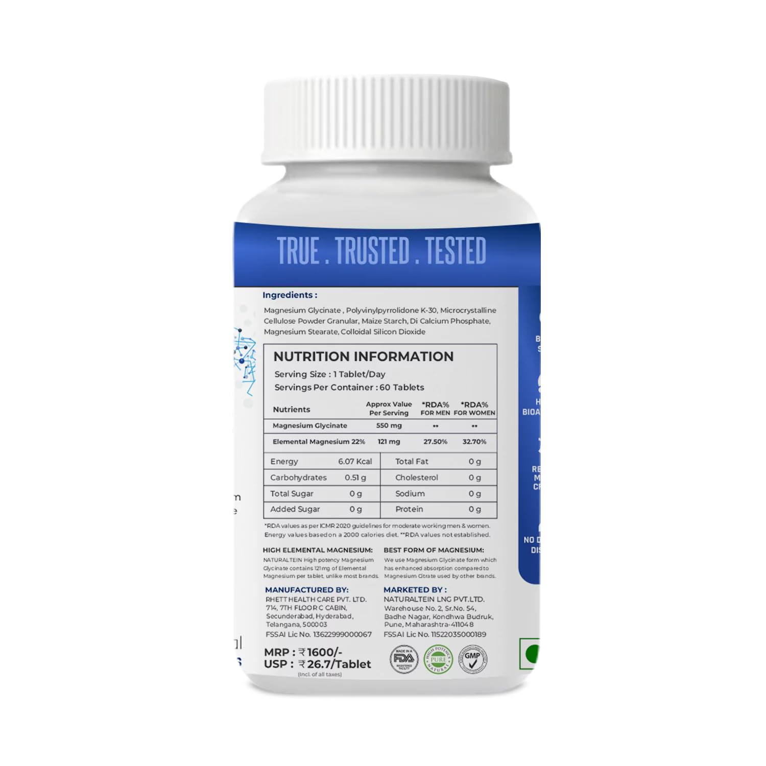 Naturaltein Magnesium Glycinate 550mg – view 3