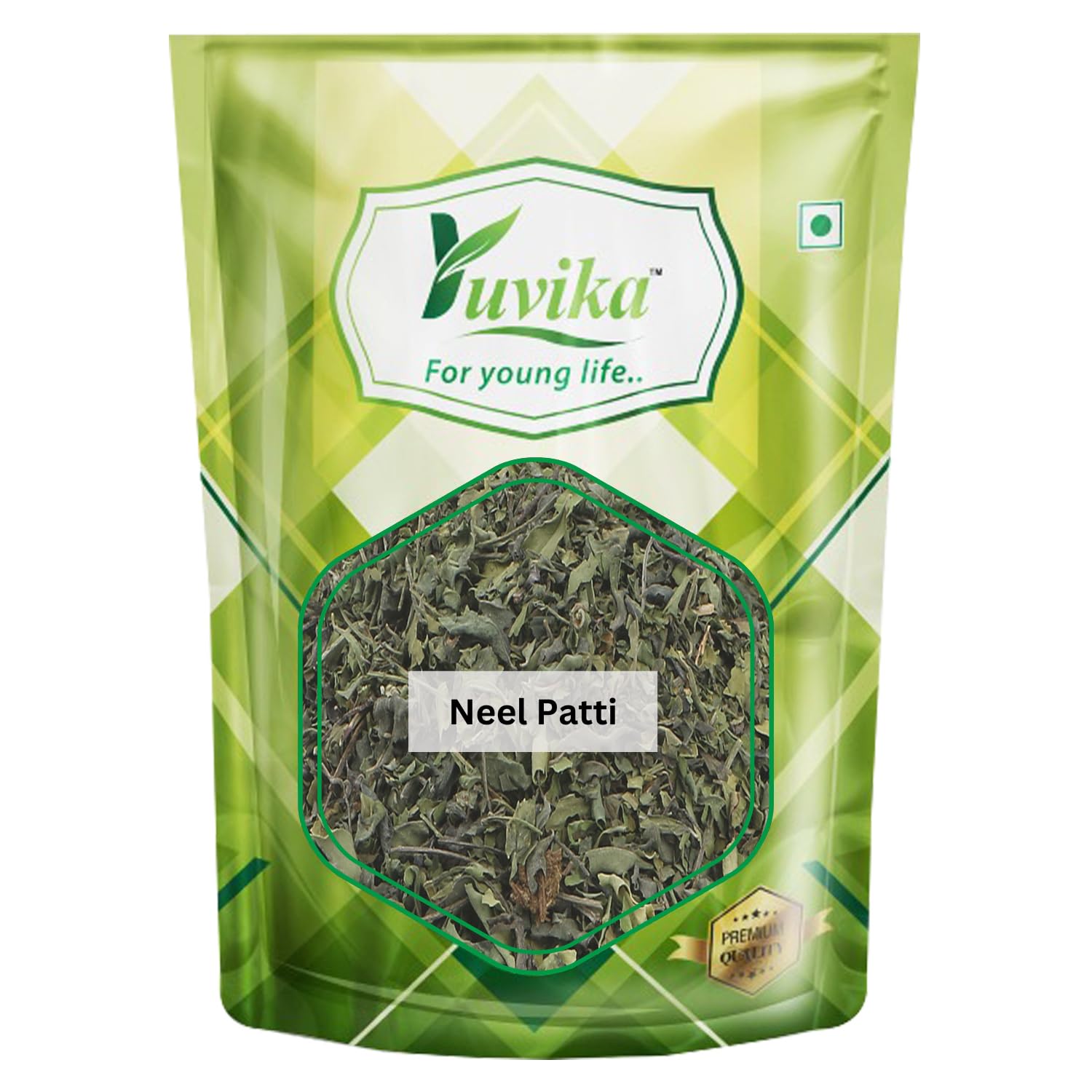 Yuvika indigo leaves bag showing 100 gram pack