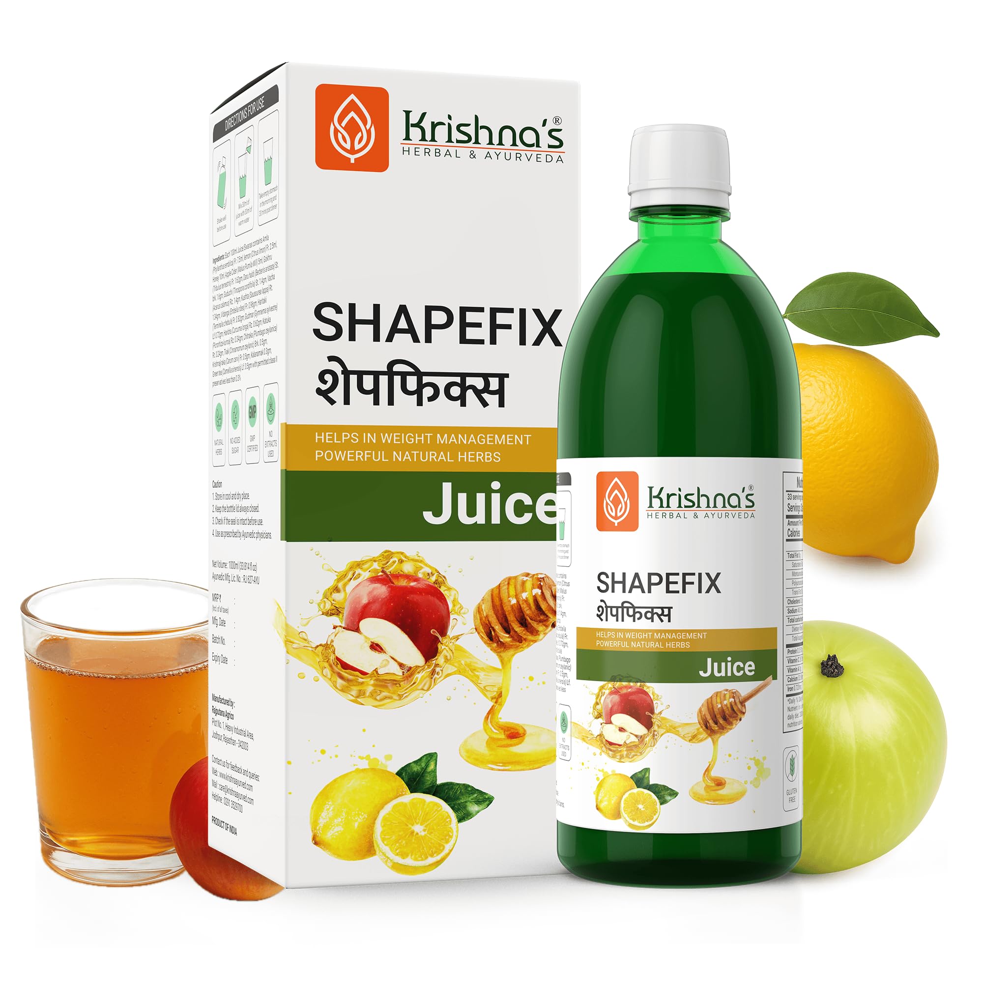 Herbal Shapefix Juice 1 L bottle by Krishna's Herbal & Ayurveda