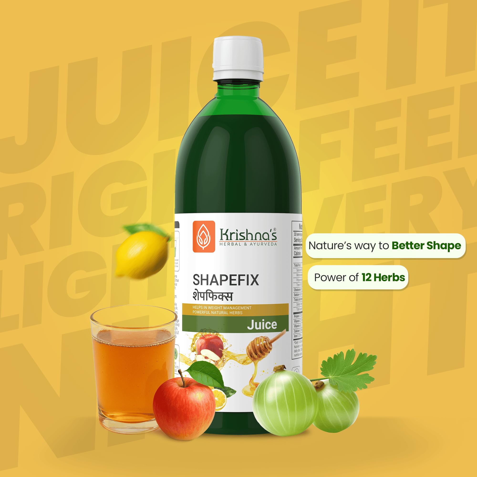 KRISHNA'S HERBAL & AYURVEDA Herbal Shapefix Juice With Natural Herbs, Helps In Weight Management, No Added Artificial Colors Or Flavours, Gluten Free - 1 Ltr (Pack Of 1) – view 2