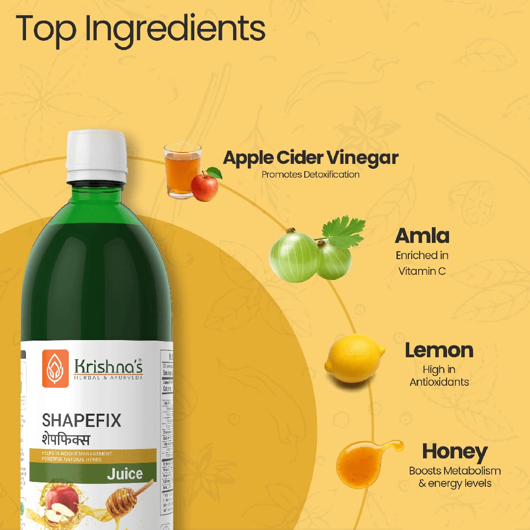 KRISHNA'S HERBAL & AYURVEDA Herbal Shapefix Juice With Natural Herbs, Helps In Weight Management, No Added Artificial Colors Or Flavours, Gluten Free - 1 Ltr (Pack Of 1) – view 4