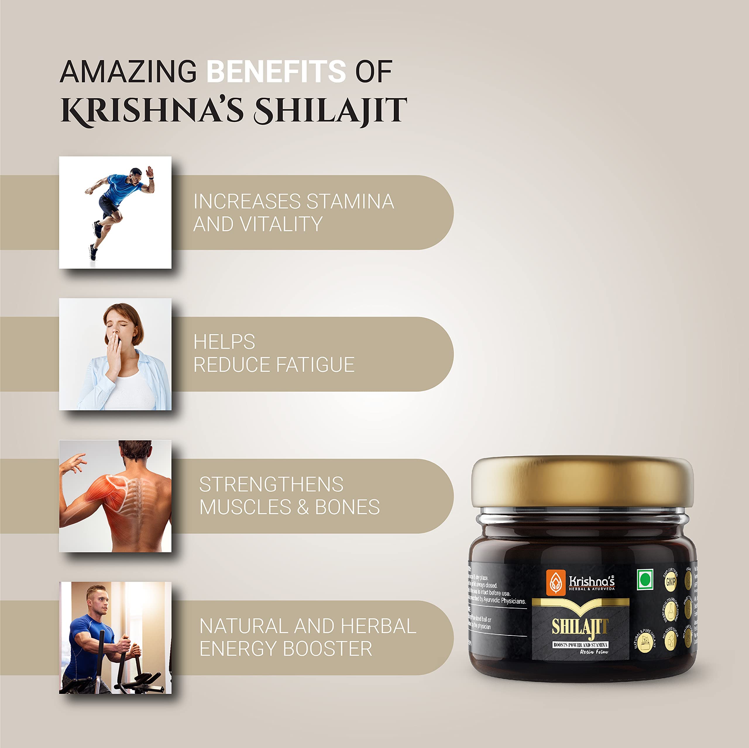 KRISHNA'S HERBAL & AYURVEDA 100% Pure Himalayan Shilajit Resin for Boost Performance, Power, Stamina, Endurance, Strength & Overall Wellbeing - 40 gm – view 3