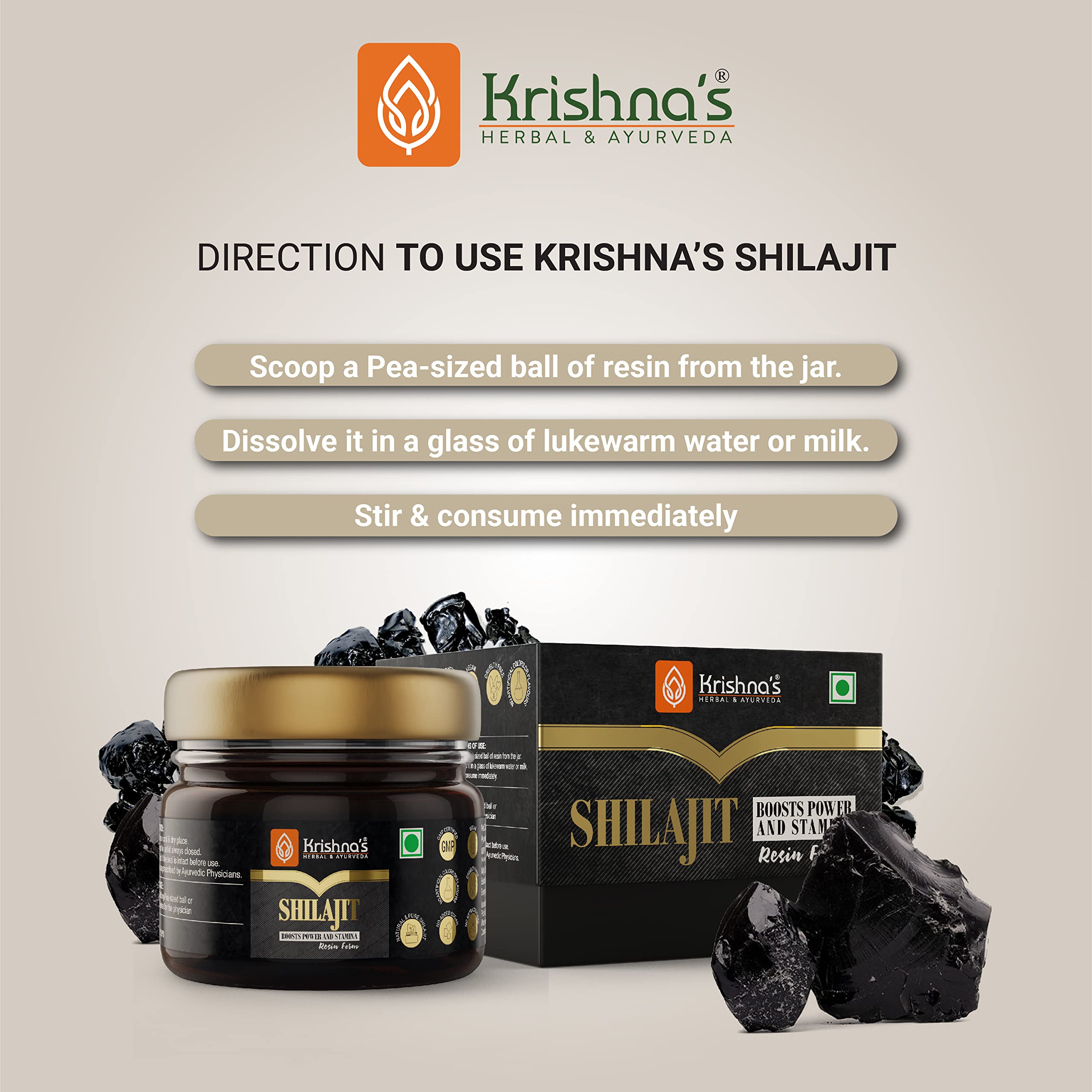 KRISHNA'S HERBAL & AYURVEDA 100% Pure Himalayan Shilajit Resin for Boost Performance, Power, Stamina, Endurance, Strength & Overall Wellbeing - 40 gm – view 4