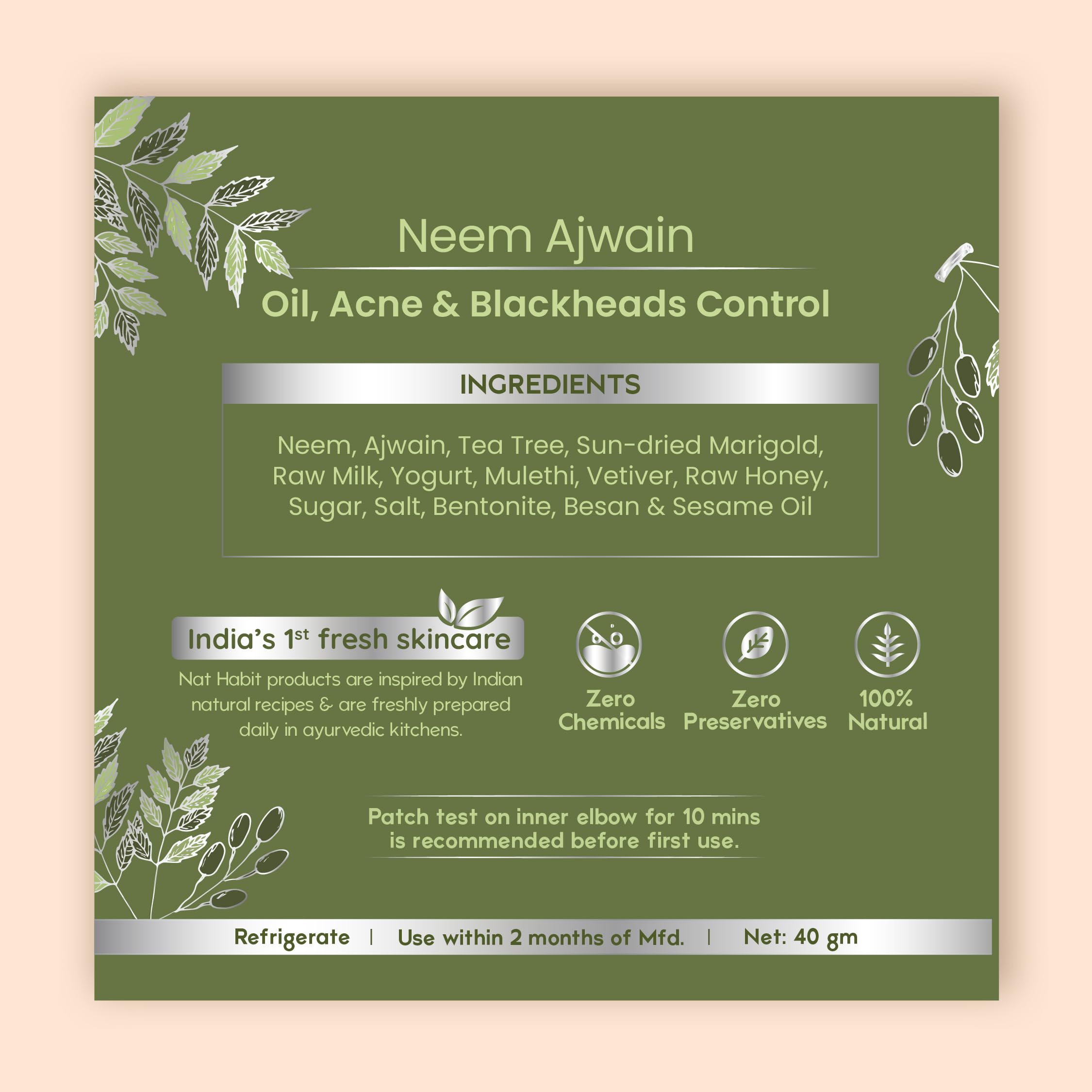 Nat Habit Neem Powder Face Mask for Oily Skin, Ajwain Ksheer Lepa- Face Pack for Men & Women – view 7