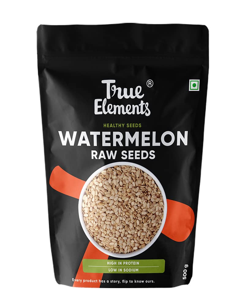 True Elements Watermelon Seeds 500g - High in Protein Seeds | Raw Watermelon Seeds for Eating | Magaj Seeds | Non - GMO | Raw seeds | Nutrients Rich | Source of Antioxidants