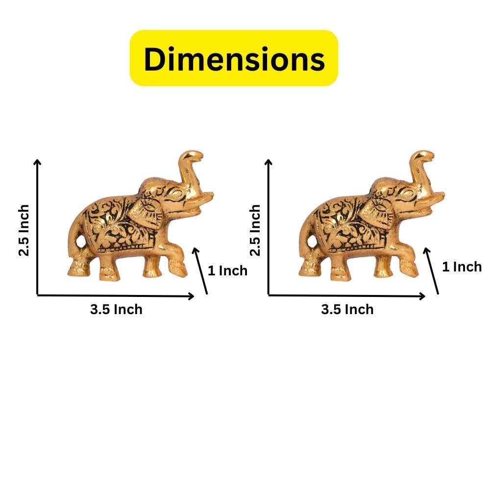 Collectible India Elephant Trunk Up Showpiece Decorative Items figurine for Home Decoration - Diwali Decoration Items for Home decor -Diwali Gift Gold Plated Statue Home/Office Table Living Room Decor – view 5