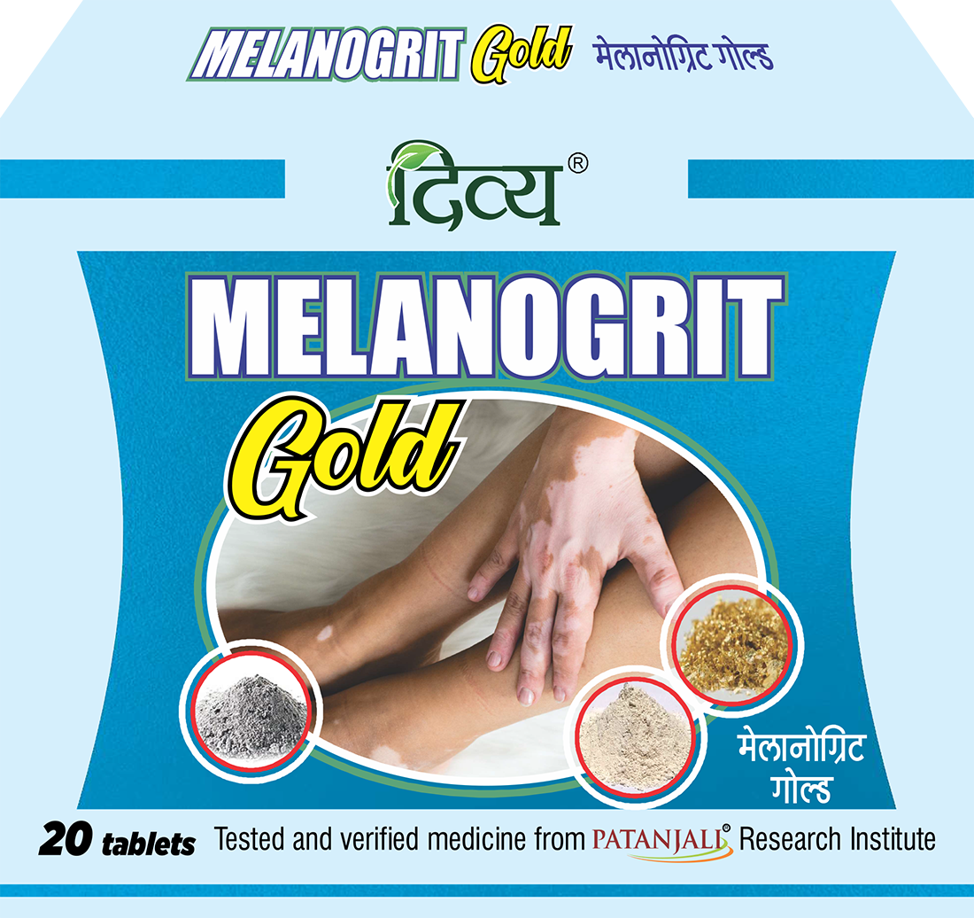 Patanjali Melanogrit Gold natural tablet pack packaging close view