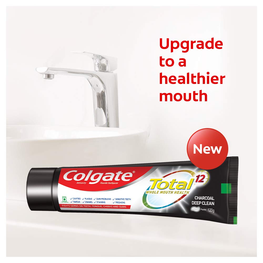 Colgate Total Whole Mouth Health, Antibacterial Toothpaste, 120gm (Charcoal Deep Clean) – view 2