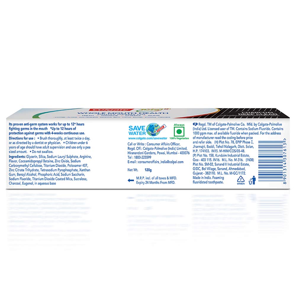 Colgate Total Whole Mouth Health, Antibacterial Toothpaste, 120gm (Charcoal Deep Clean) – view 7