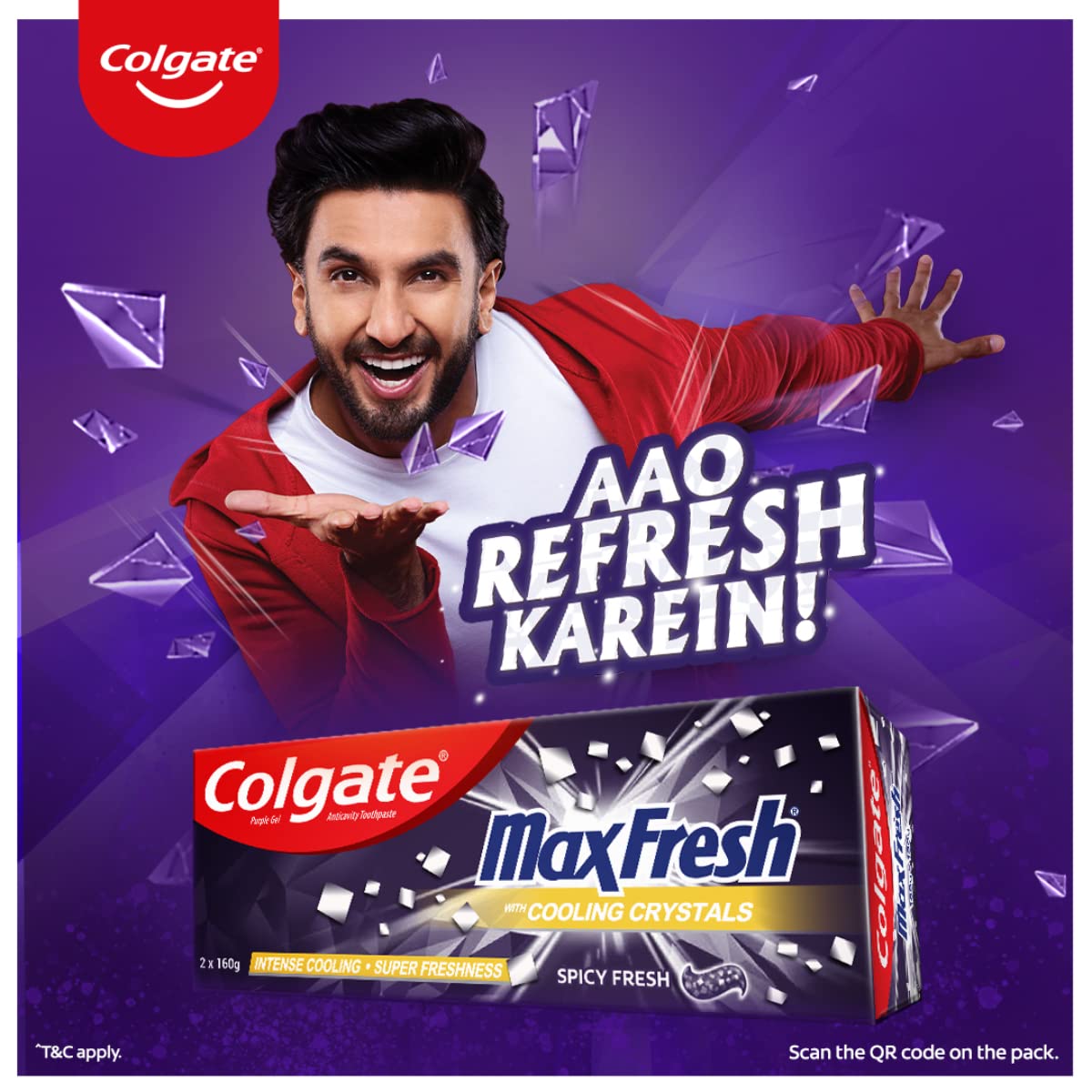 Colgate MaxFresh 320g (160g x 2, pack of 2) Toothpaste, Purple Gel Paste with Menthol for Super Fresh Breath – view 2