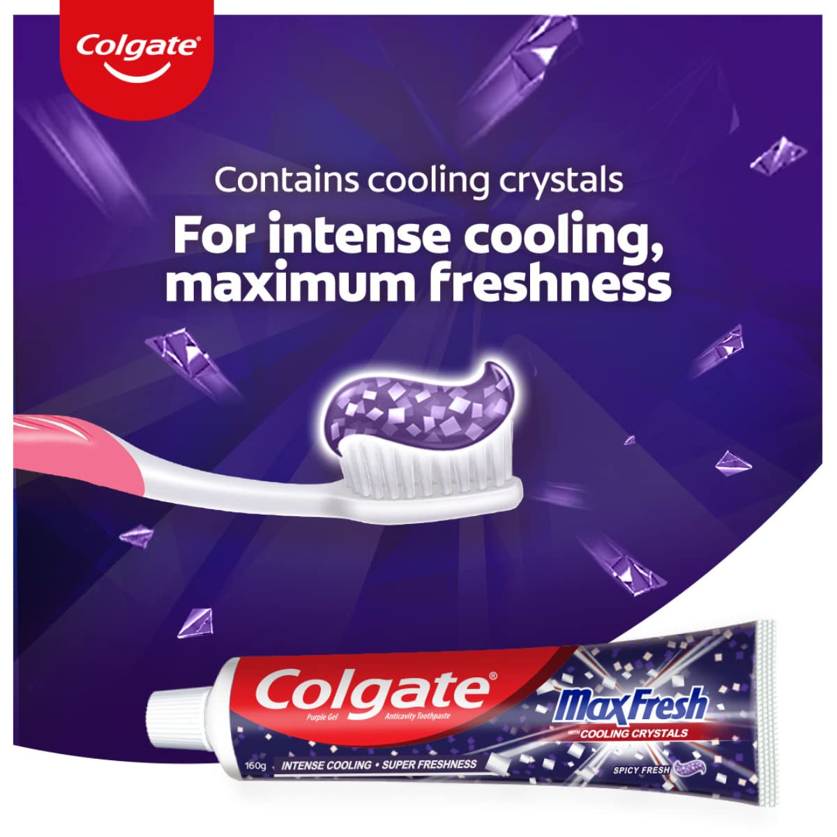 Colgate MaxFresh 320g (160g x 2, pack of 2) Toothpaste, Purple Gel Paste with Menthol for Super Fresh Breath – view 3