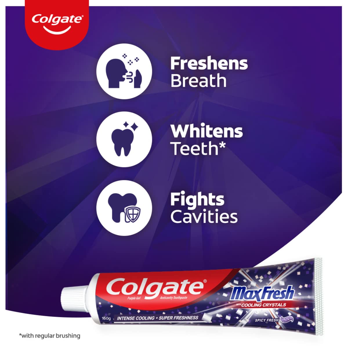 Colgate MaxFresh 320g (160g x 2, pack of 2) Toothpaste, Purple Gel Paste with Menthol for Super Fresh Breath – view 4