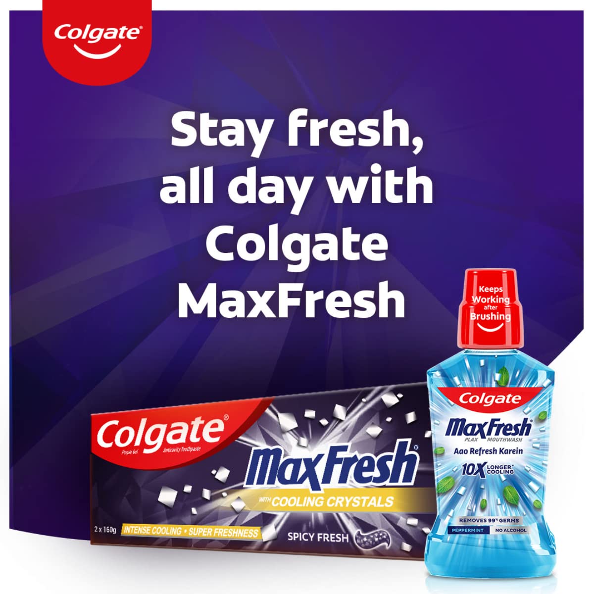 Colgate MaxFresh 320g (160g x 2, pack of 2) Toothpaste, Purple Gel Paste with Menthol for Super Fresh Breath – view 7
