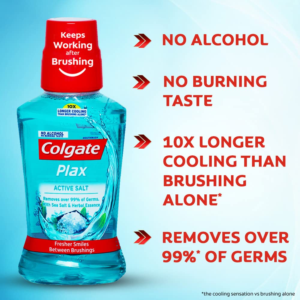 Colgate Plax Active Salt Mouthwash, 0% Alcohol - 250 ml and Active Salt Toothpaste - 300 g – view 5