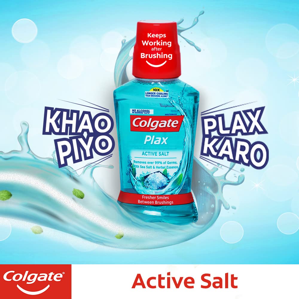 Colgate Plax Active Salt Mouthwash, 0% Alcohol - 250 ml and Active Salt Toothpaste - 300 g – view 7