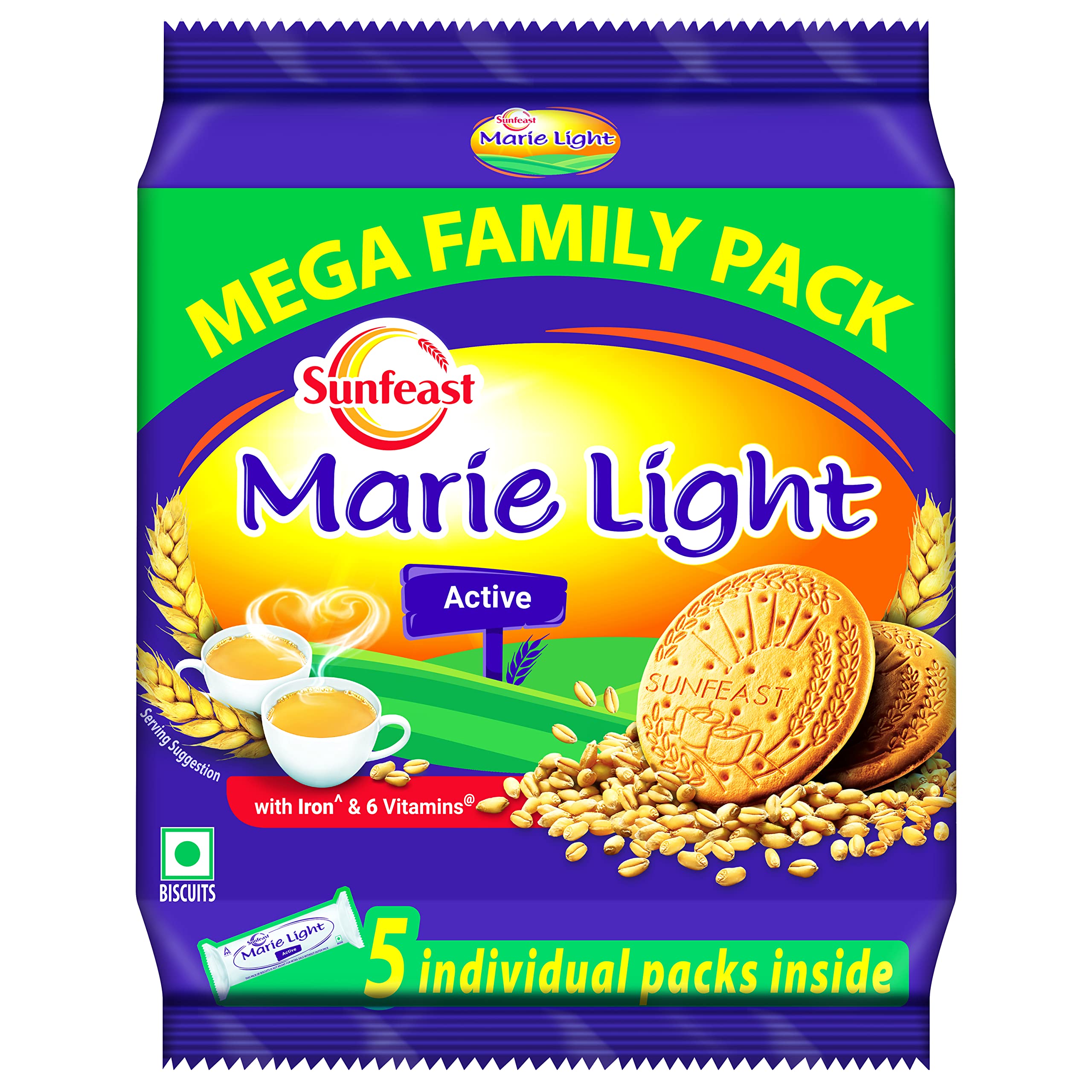 Sunfeast Farmlite 5 Grain Digestive Biscuit, High Fibre Biscuit, Goodness of 5 Grains, 800 g Pack & Sunfeast Marie Light Active Bag, 1 kg – view 5