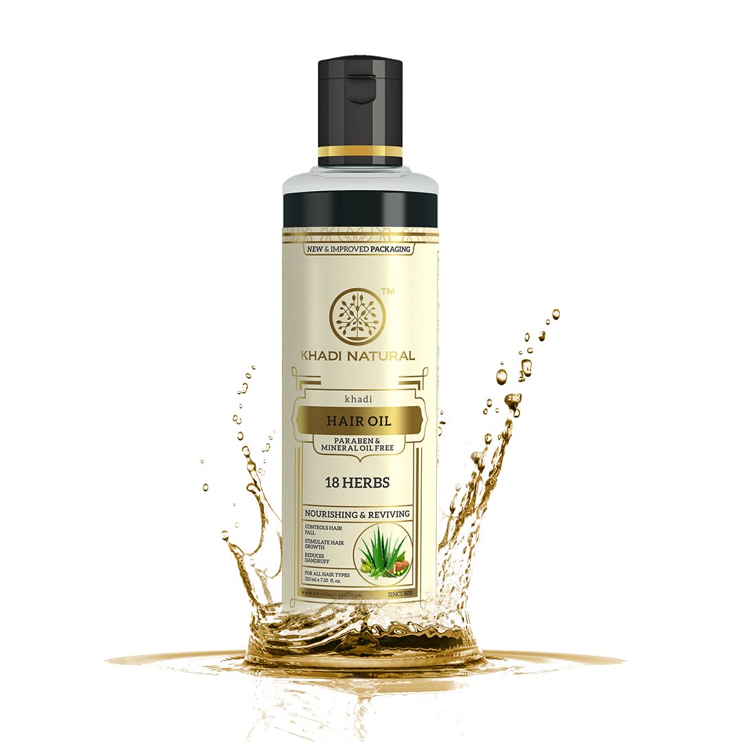 Khadi Natural 18 Herbs Hair Oil front bottle pack shot