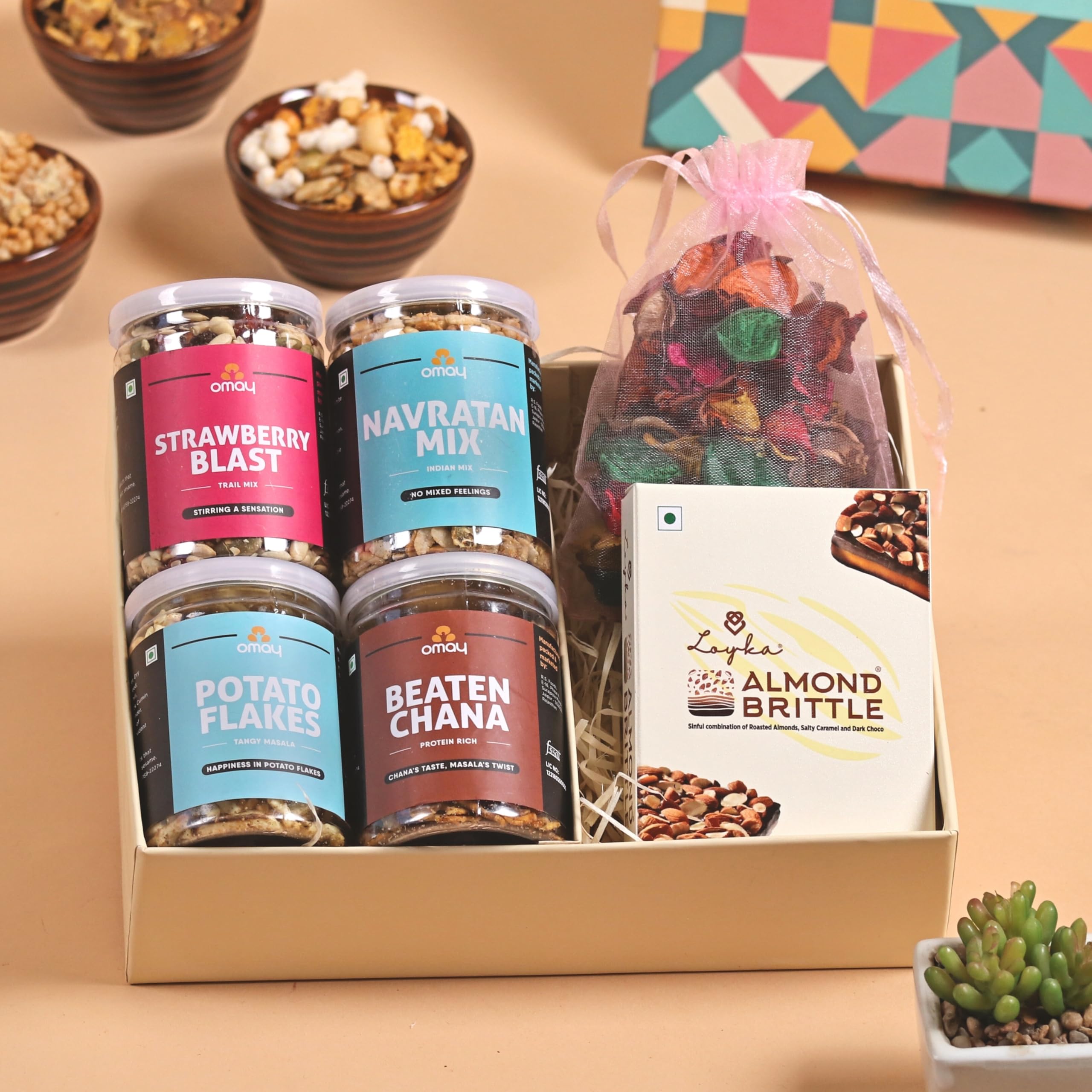Omay Foods Wonderful Delights Gift Box | Mother's Day Gift Hamper | Gift For Mom | Healthy Gift Hamper | Snacks,Chocolate,Tea | Corporate Gifts | Personal Gift Box | Dry-Fruits,Healthy Roasted Snacks | Premium Gift Hamper |Women