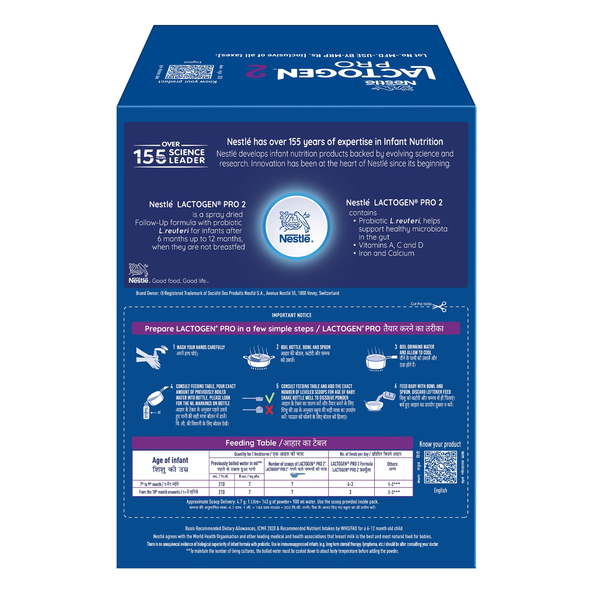 Lactogen Pro 2 Powder, Follow-Up Formula with Probiotic, Infant, After 6 Months Up to 12 Months, Bag-in-Box Pack, 1.2Kg (3 Units*400g) – view 2