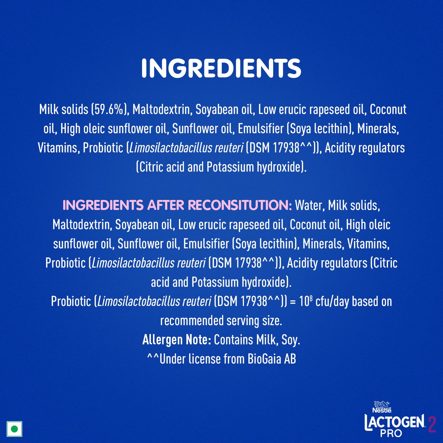 Lactogen Pro 2 Powder, Follow-Up Formula with Probiotic, Infant, After 6 Months Up to 12 Months, Bag-in-Box Pack, 1.2Kg (3 Units*400g) – view 3
