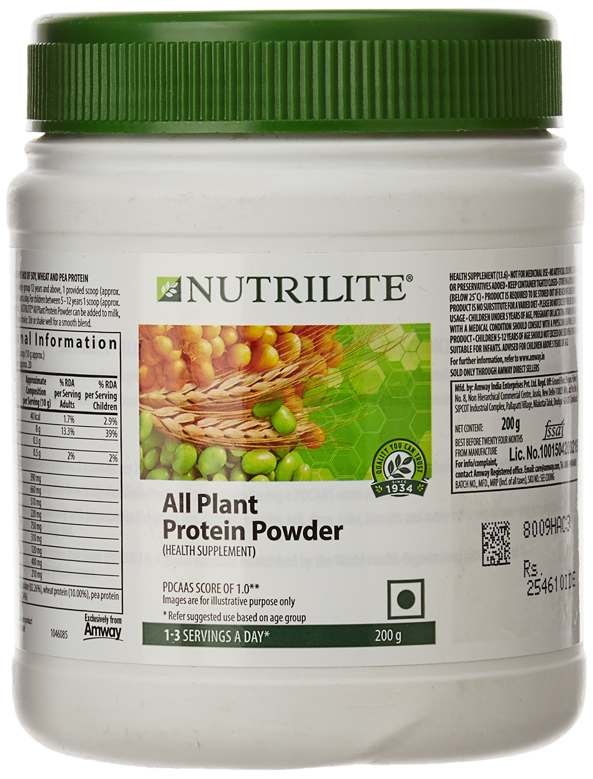 Amway Nutrilite protein powder bottle in unflavoured 200g pack